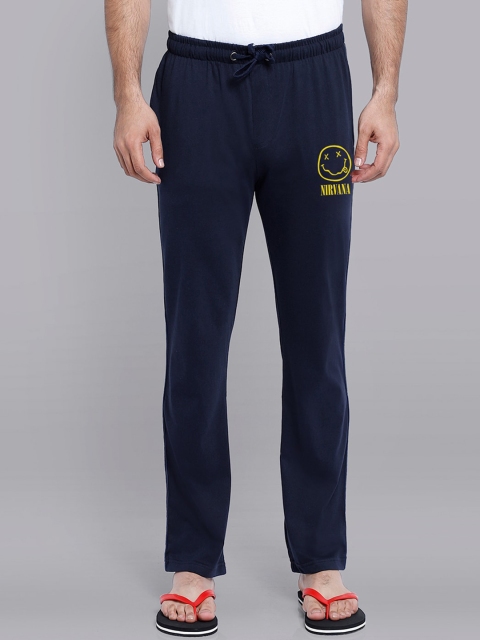 

Free Authority Men Navy Blue & Yellow Nirvana Featured Lounge Pants