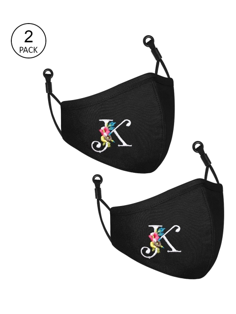 

CENWELL Pack Of 2 Black Solid 6-Ply Pure Cotton Outdoor Cloth Face Masks