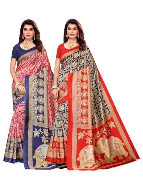 

KALINI Pack of 2 Art Silk Saree, Blue