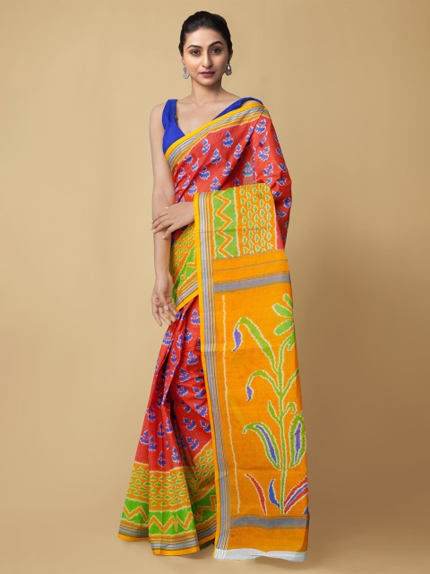 

Unnati Silks Women Red & Yellow Pure Krisha Summer Cotton Sustainable Saree