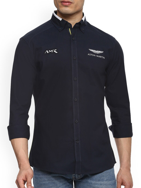 

HACKETT LONDON Men Navy Blue Casual Shirt With Logo Printed