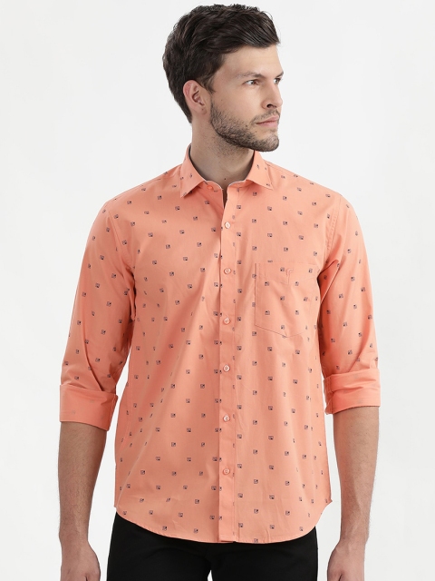 

V2 Value & Variety Men Orange Slim Fit Printed Casual Shirt