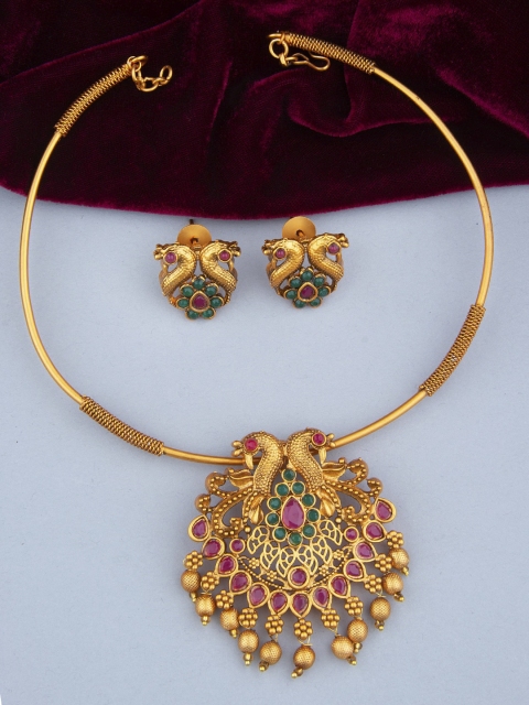 

Alankruthi Gold-Plated & Green Stone-Studded Jewellery Set