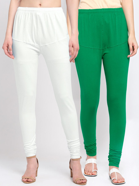 

KLOTTHE Women Pack Of 2 Solid Churidar-Length Cotton Ankle-Length Leggings, Off white