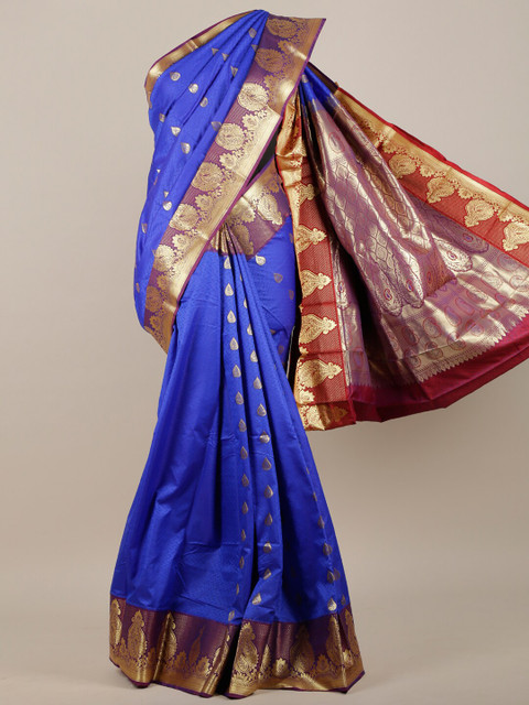 

Pothys Blue & Purple Ethnic Motifs Art Silk Saree