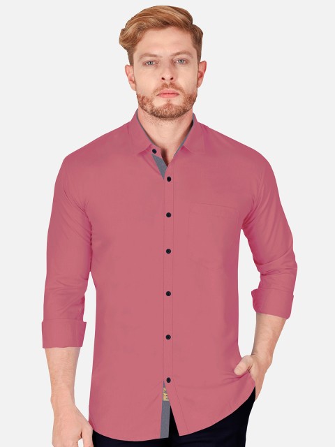 

VeBNoR Men Pink Slim Fit Casual Shirt