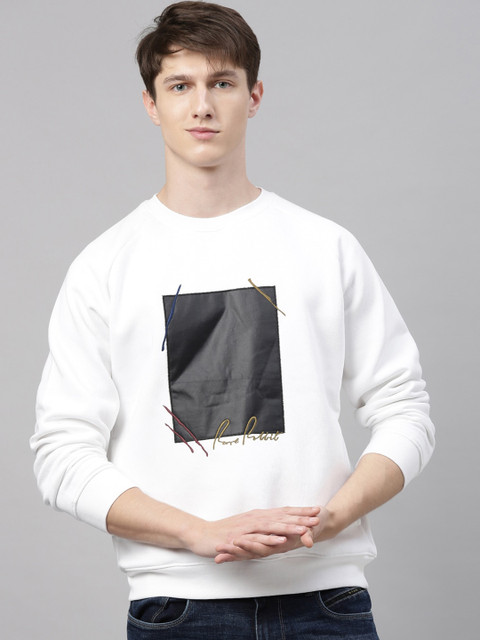 

RARE RABBIT Men White Printed Cotton Sweatshirt
