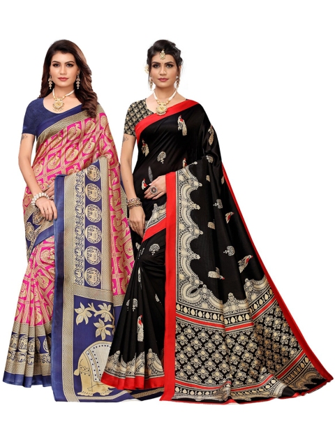 

KALINI Pack of 2 Art Silk Saree, Black
