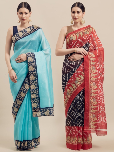 

KALINI Women Pack Of 2 Printed Sarees, Blue