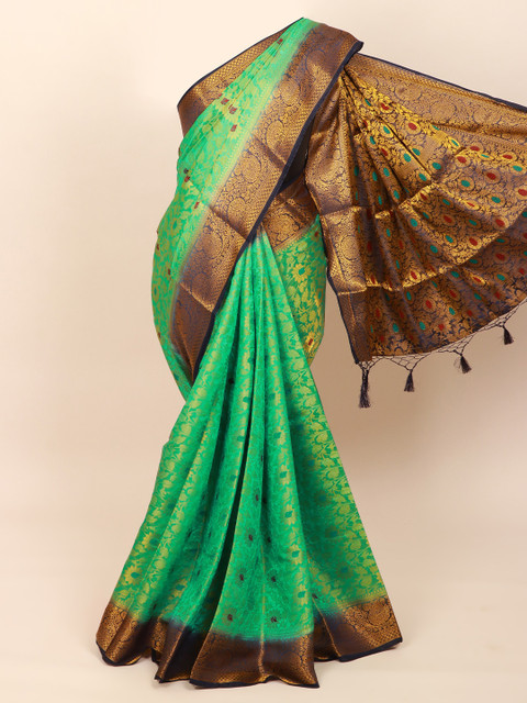 

Pothys Green & Gold Woven Design Zari Art Silk Banarasi Saree