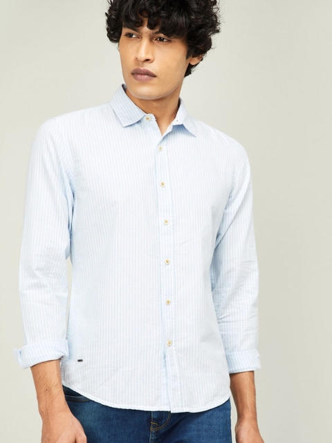 

Forca Men Blue Slim Fit Striped Casual Shirt