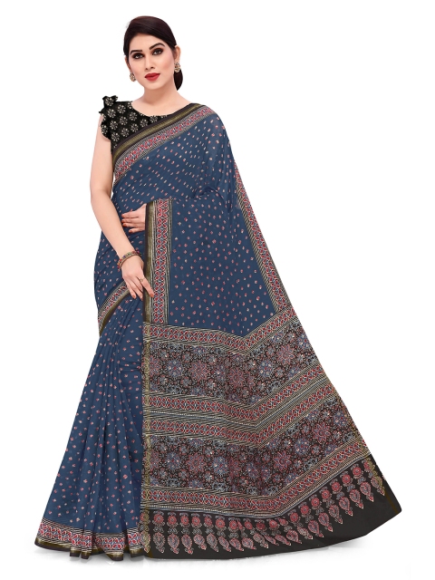 

KALINI Navy Blue & Black Bandhani Saree