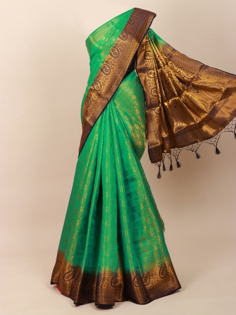 

Pothys Green & Navy Blue Woven Design Art Silk Banarasi Saree