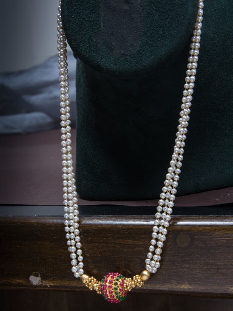 

Alankruthi Gold-Toned & White Layered Pearl Chain