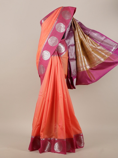 

Pothys Peach-Coloured & Pink Art Silk Saree