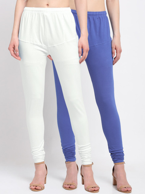 

KLOTTHE Women Pack Of 2 Solid Churidar-Length Cotton Ankle-Length Leggings, Off white