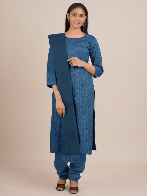 

Pothys Blue Printed Unstitched Dress Material