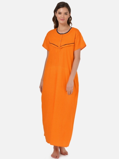 

Klamotten Orange Printed Feeding Maxi Nightdress