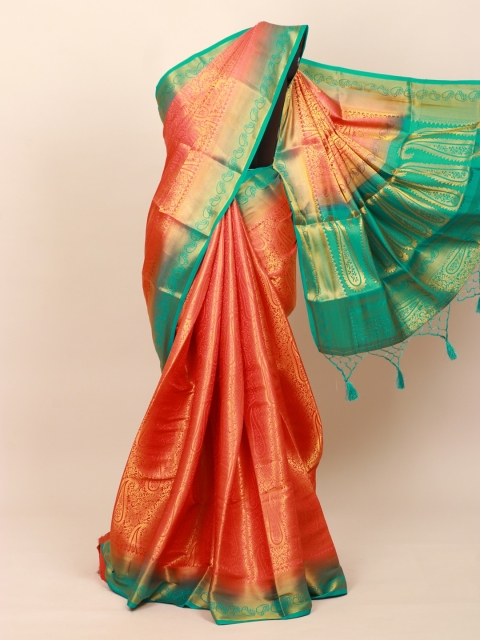 

Pothys Orange Floral Zari Art Silk Banarasi Saree