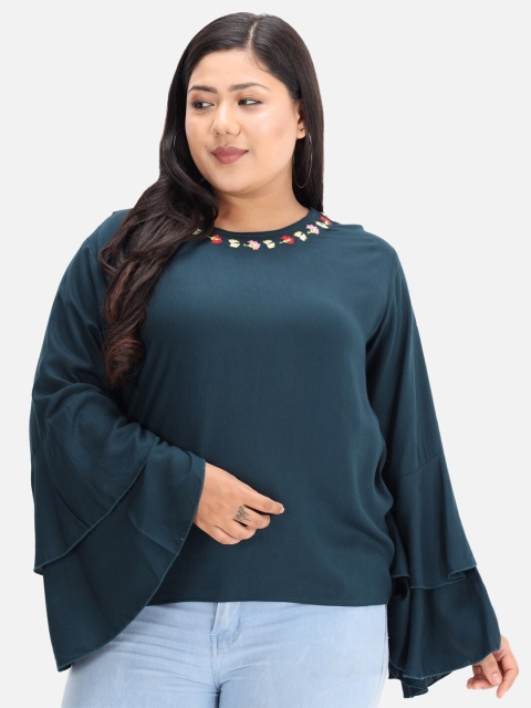 

BEYOUND SIZE - THE DRY STATE Green Bell Sleeve Regular Top