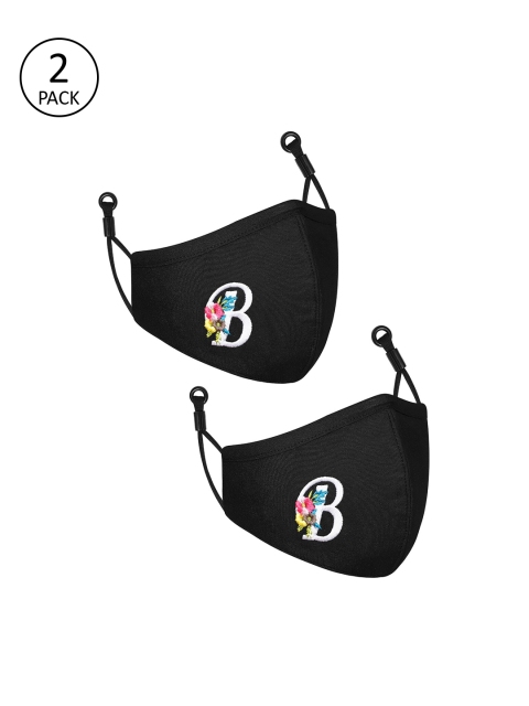 

CENWELL Unisex Pack Of 2 Black Solid 6-Ply Reusable Pure Cotton Cloth Masks