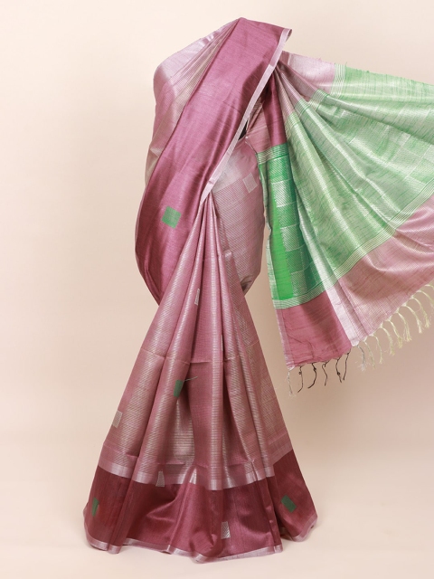 

Pothys Lavender & Green Jute Silk Saree