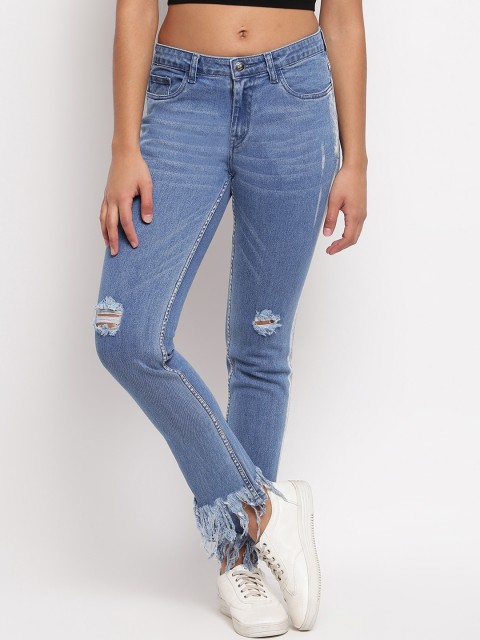 

TALES & STORIES Women Blue Slim Fit Mildly Distressed Jeans