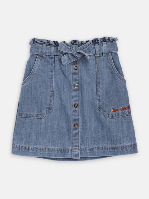 

Blue Giraffe Girls Blue Solid Straight Skirt