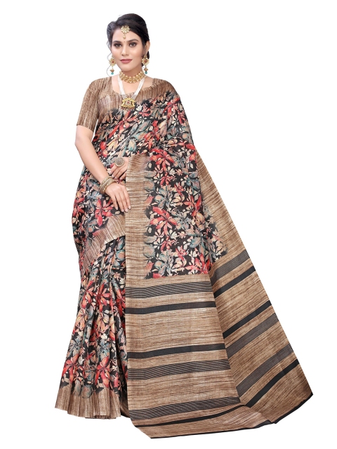 

KALINI Red & Black Floral Art Silk Saree