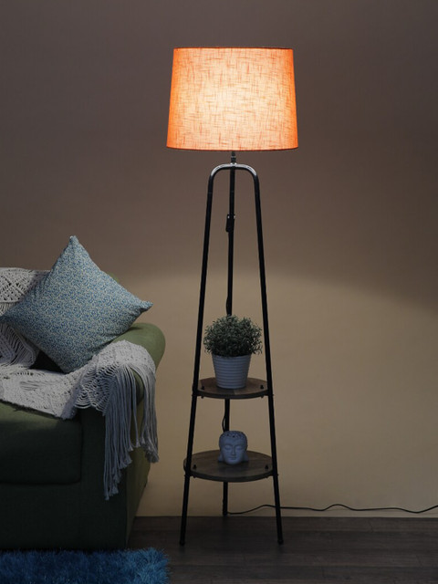 

SANDED EDGE Orange & Black Contemporary Shelf Lamp with Shade