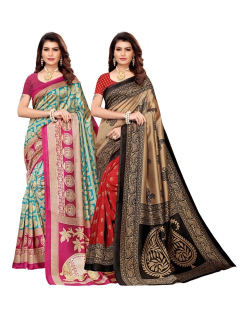

KALINI Multicoloured Pack of 2 Ethnic Motifs Art Silk Saree, Multi