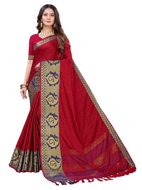 

KALINI Red & Gold-Toned Zari Art Silk Saree