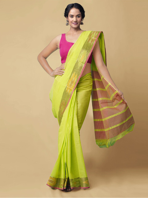 

Unnati Silks Green Pure Cotton Mangalagiri Saree