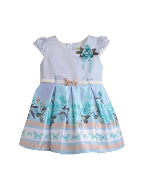 

The Magic Wand Blue & White Floral Satin Dress