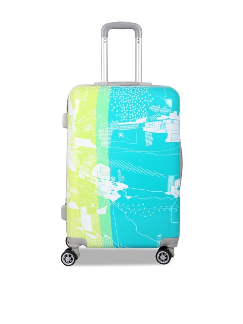 

Polo Class Green & Blue Printed Hard-Sided Cabin Trolley Suitcase