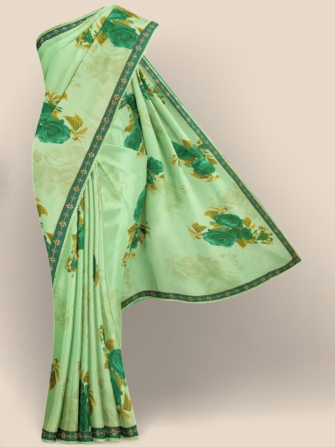 

Kalamandir Green & Yellow Floral Zari Saree