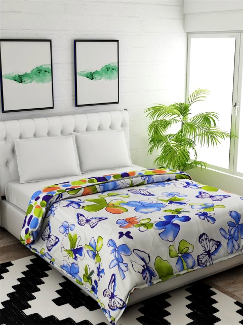 

Salona Bichona Cream-Coloured & Blue Mild Winter 120 GSM Double Bed Comforter