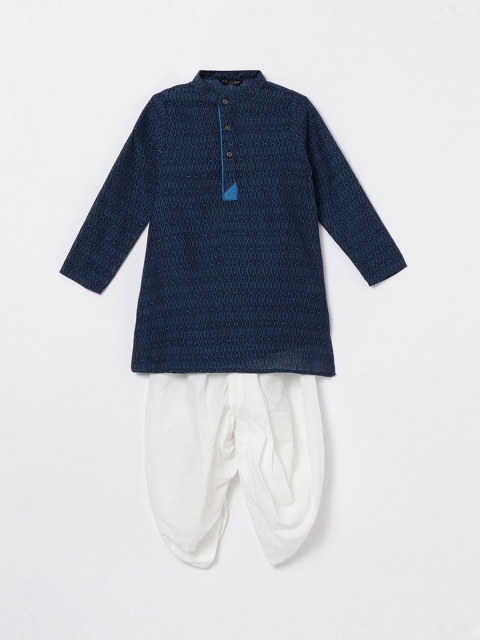 

Melange by Lifestyle Boys Blue Striped Pure Cotton Kurta with Dhoti Pants