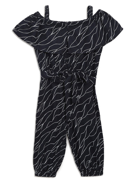 

ADIVA Girls Navy Blue & White Off-Shoulder Printed Basic Jumpsuit