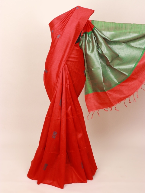 

Pothys Red & Green Ethnic Motifs Jute Silk Saree