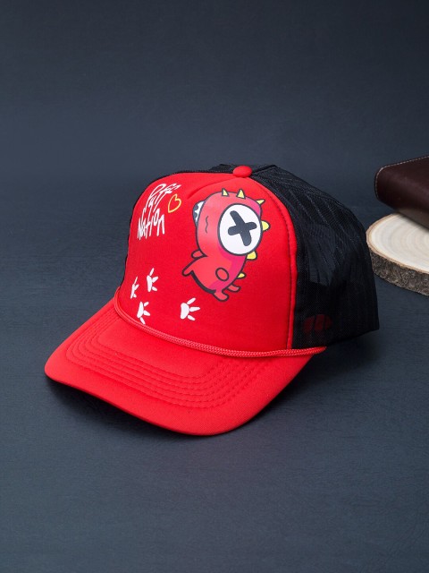 

Golden Peacock Men Red & Navy Blue Printed Baseball Cap