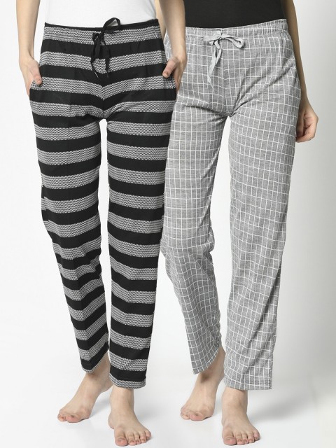 

VIMAL JONNEY Women Pack Of 2 Lounge Pants, Black