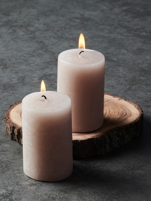 

Pure Home and Living Grey Set of 2 Textured Pillar Candles
