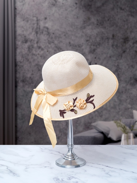

Golden Peacock Women Beige Woven-Design Sun Hat