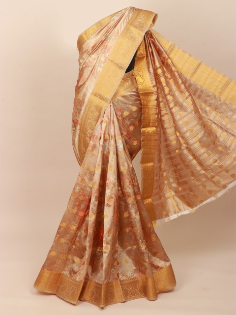 

Pothys Cream-Coloured & Gold-Toned Woven Design Zari Art Silk Saree