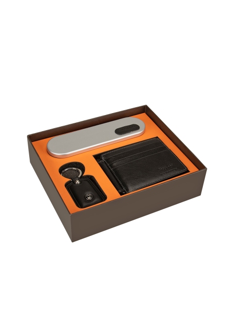 

Da Milano Men Black Textured Leather Accessory Gift Set