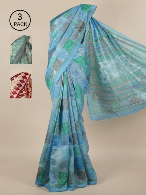 

Pothys Pack Of 3 Multicoloured Jute Silk Saree, Multi