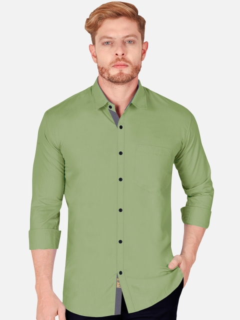 

VeBNoR Men Olive Green Slim Fit Casual Shirt