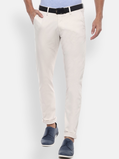 Van Heusen Sport Men Cream-Coloured Slim Fit Chinos Trousers