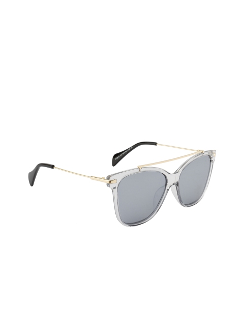 

Ted Smith Unisex Mirrored Lens & White Polarised Browline Sunglasses TSO-P0872_C4, Silver